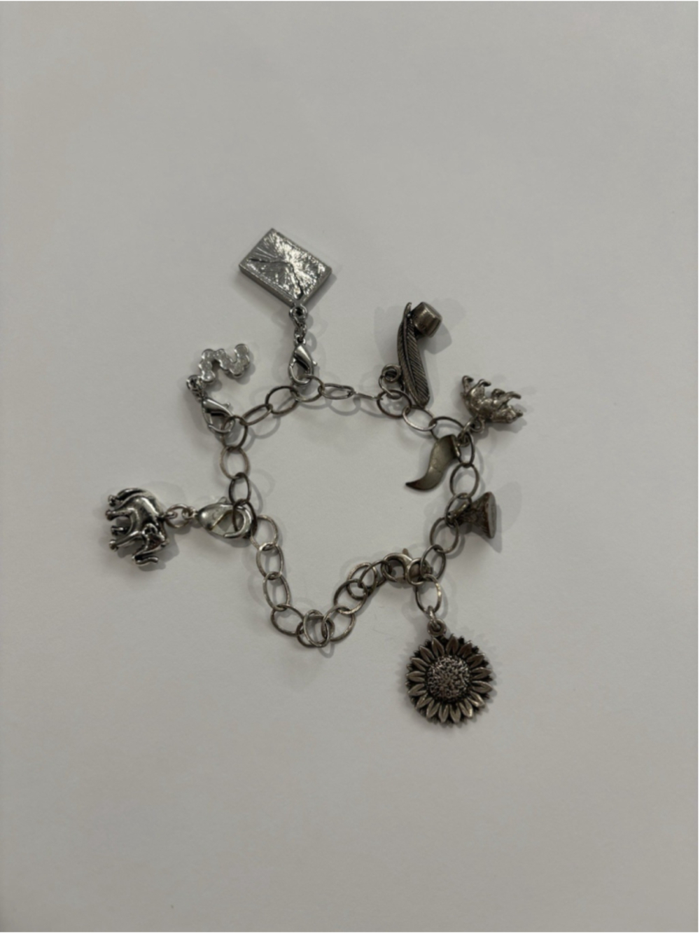 Sterling Silver Charm Bracelet H&H 925 Mixed Charms Flower Boot